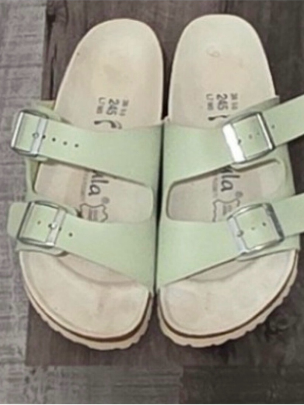 Birkenstock Double-Buckle Sandals in Light Green